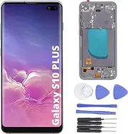 LCD Touch Screen Replacement for Galaxy S10 Plus, 3D Touch LCD Digitizer Display with Frame, Smartphone Screen Digitizer Tools for Galaxy S10 Plus Screen Replacement