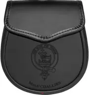 MacA Challies Leather Day Sporran Scottish Clan Crest