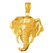 14K Gold Short Tusk Elephant Head Pendant