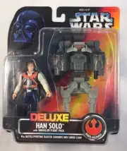 STAR WARS POWER OF THE FORCE DELUXE HAN SOLO WITH SMUGGLER FLIGHT PACK