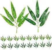 GARVALON Pcs Artificial Bamboo Leaves Fake Bamboo Leaves Stems Decorative Greenery DIY Craft Supplies for Home Decor