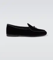 [Rubinacci] Rubinacci Marphy leather-trimmed velvet loafers AU 7 black