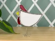 Handmade Stained Glass Chicken with Wattle – Unique Only One Available