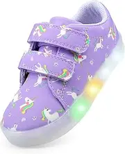 [YESKIS] Boys Girls Light Up Shoes Vivaki LED Canvas Cartoon Casual Sneakers for Toddler Little Kid Size 5-12