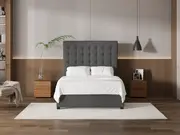 My Style Buttoned Headboard & Slimline Base - Double / Gunmetal / Standard Base