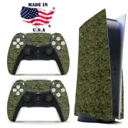 PS5 Disc Version Console & Controller Vinyl Skin Decal Wrap Green Camouflage