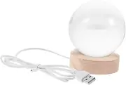 HAMPPLIES 1 Set Crystal Ball Night Light with Wooden Base Design USB Powered Table Lamp for Bedroom Home Decor Warm Eye Caring Lighting for Dorm Christmas and