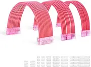 Formulamod Sleeve Extension Power Supply Cable Kit 18AWG ATX 24P+ (2) EPS 8-P+ (3) PCI-E8-P with Combs for PSU to Motherboard/GPU (Pink)