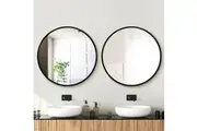 Embellir 2 Wall Mirror Makeup 80cm Home Decor Framed Round Black