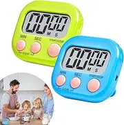 Digital Kitchen Timer 2 Pack, Large Magnetic Digital Kitchen Timer with Large Display, Loud Alarm, and Magnetic Back, Suitable for Kitchen, Work, Study, Fitness and Sports