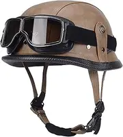 Motorcycle Half Helmets +Goggles for Men and Women Open Motorbike Skull Cap Helmets ECE Approved Summer Half Face Crash Helmet for Bike Scooter Skateboard Motorbike