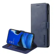 For Oppo Reno2 Z Case, SupRShield Wallet Leather Flip Magnetic Stand Case Cover (Navy Blue)
