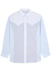 Maison Margiela Panelled Striped Cotton Shirt - White And Blue - 40 (C15.75 / M) 40 (C15.75 / M)