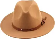 [COLLBATH] Chic Flat Hat by Lightweight Woolen Hat for Men Women Wide Brim for Everyday Khaki