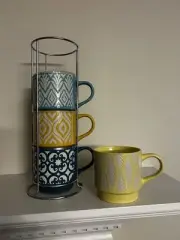 Gathered Hearts Stacking Cups with stand, Set of 4