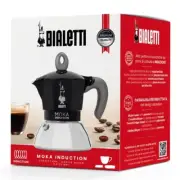 NEW 6 CUP BIALETTI MOKA INDUCTION BLACK Espresso Coffee Maker Percolator Stove