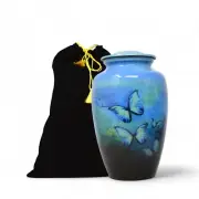 Butterfly Cremation Ashes Blue Keepsake Memorial Urn for Adult Male Female Human