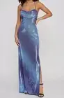 VIOLET WEEKEND Women's Juniors' Blue Strappy Ombré Sequin Gown Dress Size 13/14