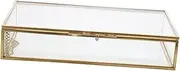 Cabilock Glass Jewelry Storage Box with Retro Frame Elegant Hinged Lid for Earring Necklace and Bracelet Organization Compact Decorative Display Case for Women