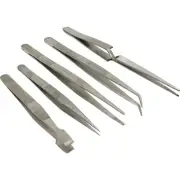 5 Pcs Swiss Jeweler Style Precision Micro Forceps Tweezers Set
