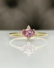 14k Yellow Gold Natural Pink Sapphire and Diamonds Cluster Women Dainty Ring