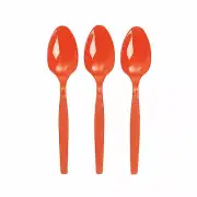 Bulk Orange Plastic Spoons - Party Supplies - 50 Pieces