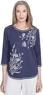 [Alfred Dunner] Nantucket Marine Blue Cotton/Polyester Top