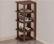 UKKQES 5 Tier Shoe Rack，Shoe Organizer Shoe Rack for Small Spaces Plastic Vertical Narrow Shoe Shelves Closet Black Shoe Holder, Stand for Entryway Shoe Storage Boots Organizer (Cream Coffee-5)