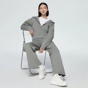 【GAP】女裝 Logo連帽外套 空氣三明治系列-灰色(891632)