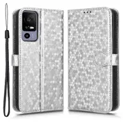 For Tcl 40r 5g Dot Pattern Imprinted Pu Leather Flip Wallet Cover Stand Scratch-resistant Anti-drop Phone Case With Strap