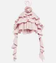 [Blumarine] Blumarine Ruffled halterneck crop top AU 8 pink