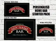 Personalised Bar runner - Pack Red Ribbon - bar Mat - Door mat - A4 Metal Sign