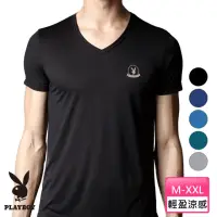 在飛比找momo購物網優惠-【PLAYBOY】日本窩流枋木代爾零著感男內衣-V領短袖(多