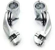 Chromed 2.5" Short Angled Adjustable Highway Foot Peg Mount Kit Compatible with 1.25" Engine Guard (Harl Road King/Street Glide/Fat Boy)(MT216-111-CD)