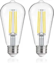 Jaspertronics™ Dusk to Dawn ST19 LED Bulb, 5000K Soft White, 8W, E26 Base, 2