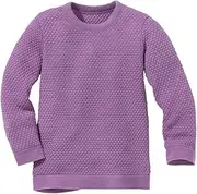 [Disana] Honeycomb Knit Jumper, Lightweight Jumper for Spring and Summer, 100% Organic Merino Wool GOTS, IVN Best, Toddler, Child, Unisex, Made in Germany, Lilac, 110-116