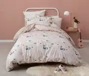 Logan and Mason Swan Princess Kids Girls Quilt Cover Set Pink