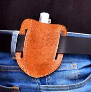 HANDMADE PANCAKE LEATHER FOLDING KNIFE SHEATH/HOLSTER FITS CASE 4" TRAPPER