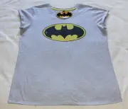 DC Comics Batman Logo Ladies Grey Short Sleeve Printed T Shirt Size 16 New