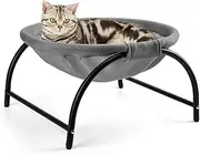 LIFLIX Cat Bed, Cat Hammock, Elevated Cat Bed with Removable Washable Mesh, Stable Detachable Pet Hammocks, Free-Standing Breathable Cat Hammock Bed, Easy Assembly Indoors Outdoors(Gray)
