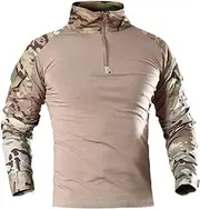 [HanzhuoLG] Men‘s Camouflage Military Training Tshirt Colorblock Stand Collar Outdoor Tactical Cycling Hiking T Shirts Color5 M