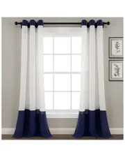 Lush Decor Faux Linen Grommet Colorblock Window Curtain Single Panel
