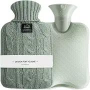 Hot Water Bottle with Cover, PVC Hot Water Bag with Warm Knitted Cover, 2L Premi