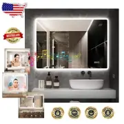 Shatterproof LED Bathroom Mirror with Anti-Fog & Bluetooth Speakers, Waterproof