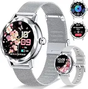 Resopinda Smart Watches for Women with Make/Answer Call, 1.2" Adjustable Fitness Watch with Heart Rate Sleep Monitor Female Cycle and 100+ Sports Modes for iOS Android (Silver)
