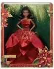 Barbie Signature 2022 Holiday Barbie Doll Dark Brown Wavy Hair with Doll Stand