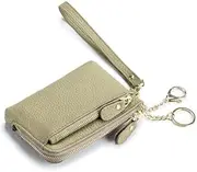 アイモハ(Aimoha) Men's Wallet, Women's Wallet, Compact, Mini Wallet, Coin Case, Coin Purse, Small Wallet, Synthetic Leather, Strap, 3.5 x 5.1 inches (9 x 13 cm), Mini Wallet with Many Pockets (Light Green)