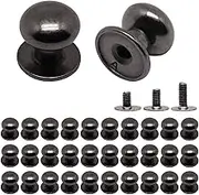 YuGtcen 32pcs Mini Drawer Pulls, 0.37inch Small Knobs for Jewelry Box, Metal Round Mini Knobs Handles for Wood Case Drawer Cabinets Closet Cupboard (Black)