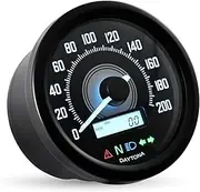 Daytona Velona 44202 Motorbike Electric Speedometer with Indicator Voltmeter, Black Body/White LED, 200 km/h Display