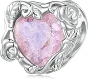 [Teleye] Crystal Rose Charm 925 Sterling Silver Charm Fits For Pandora Bracelet Necklace,BSC836, Cubic Zirconia, Created Cubic Zirconia